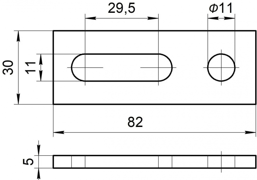 Пластина монтажная 82х30 мм нержавеющая