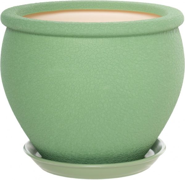 Горщик керамічний Оріана-Запоріжкераміка В'єтнам №3 шовк круглий 5л оливковий (011-3-120) 