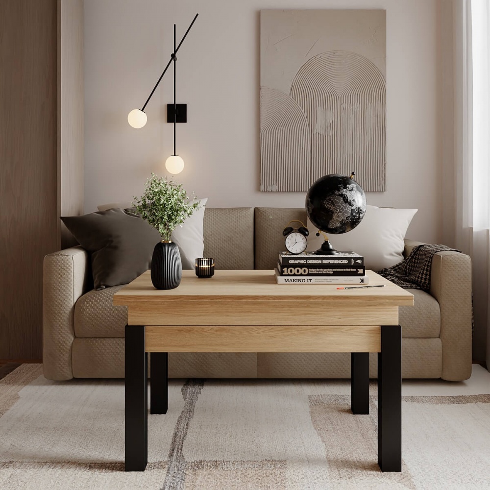 Стол-трансформер ART IN HEAD Батерфляй 900(1200)x600x510мм дуб артизан/венге/дуб артизан