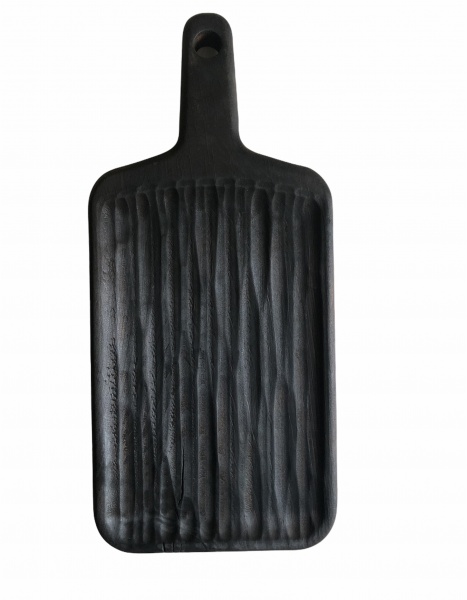 Дошка сервірувальна чорна рельєфна з ручкою 37х17 см Tarkus