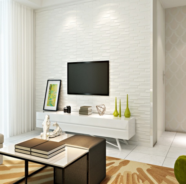 3D-панель з ПВХ самоклеюча кладка біла 0,539 кв.м 