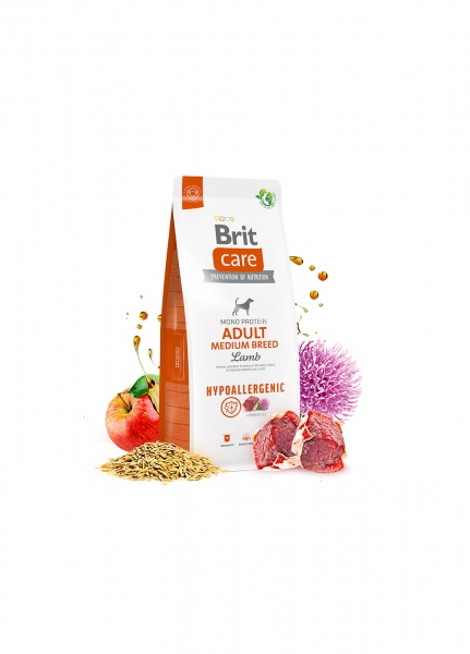 Корм сухий для середніх порід Brit Care Hypoallergenic Adult з ягням 3 кг