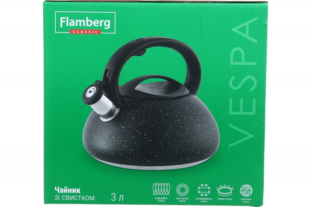 Чайник Flamberg со свистком Vespa черный 3 л