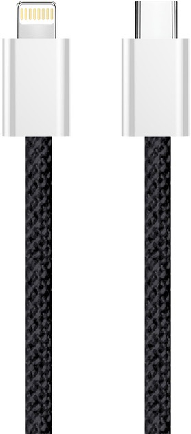Кабель ColorWay Type-C - Apple Lightning (braided cotton) (PD Fast Charging 27W) 1 м чорний (CW-CBPDCL061-BK)