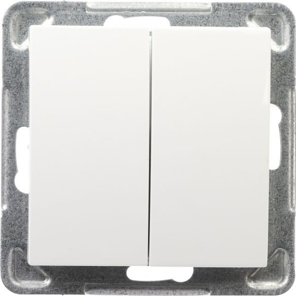 Выключатель двухклавишный Ospel Impresja без подсветки 16 А 250В IP20 белый