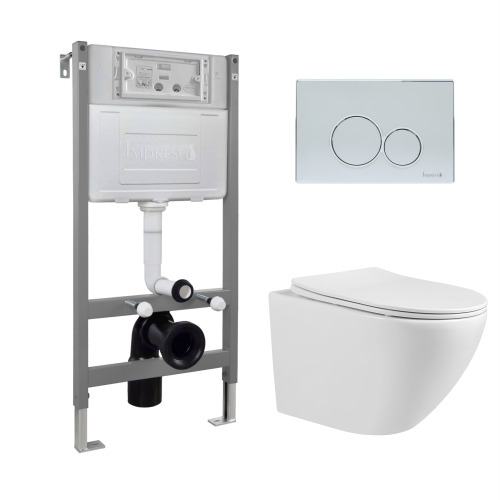 Комплект инсталляции Imprese i-FRAME, клавиша i7116PC хром + унитаз LESNA TWIST
