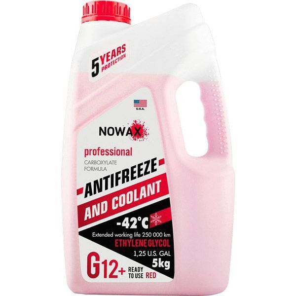 Антифриз Nowax G12+ -42 °С (NX05001) 5кг червоний 