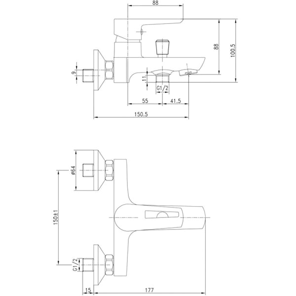 Змішувач для ванни Imprese Breclav 10245W