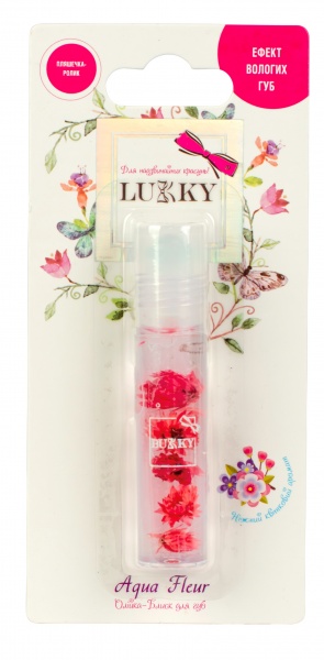 Блеск для губ Lukky в ролике Aqua Fleur с красными цветами T22005