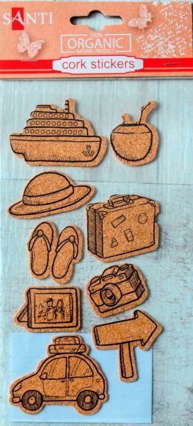 Набор наклеек пробковый стикер 9 шт.