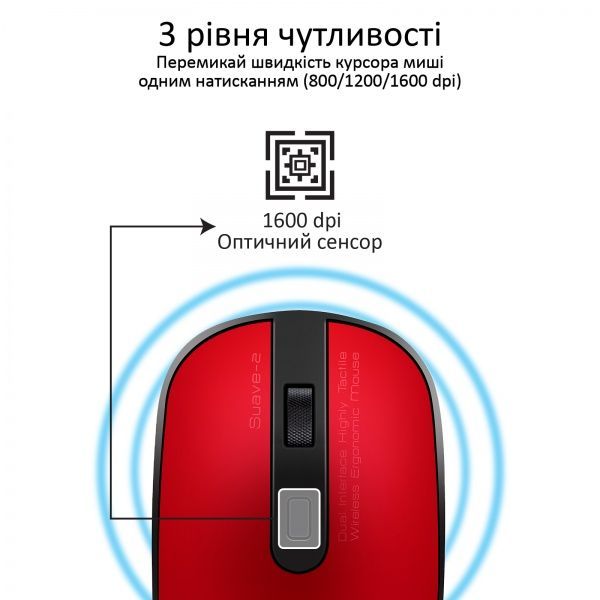 Мишка Promate Suave-2 Wireless Red 