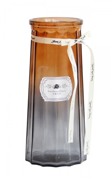 Ваза стеклянная желто-серая Crystal Molly 25 см YIWU