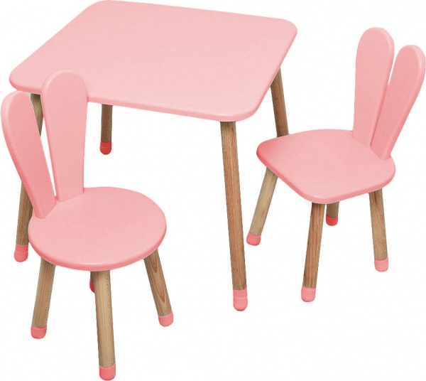 Комплект меблів дитячий ArinWOOD Зайчик Рожевий (столик + 2 стільця) 04-025R+1 