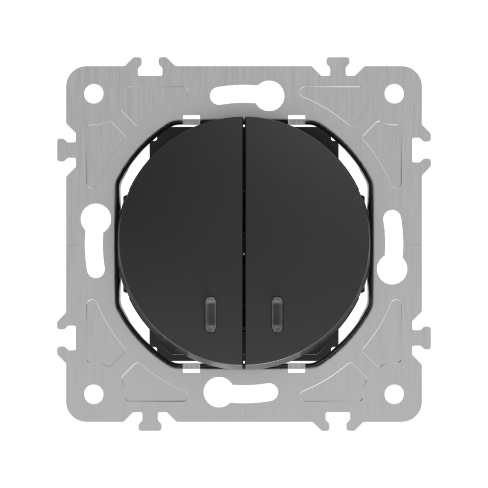 Вимикач двоклавішний HausMark Bela з підсвіткою чорний SNG-SWP.RD20MG2W1L-BK