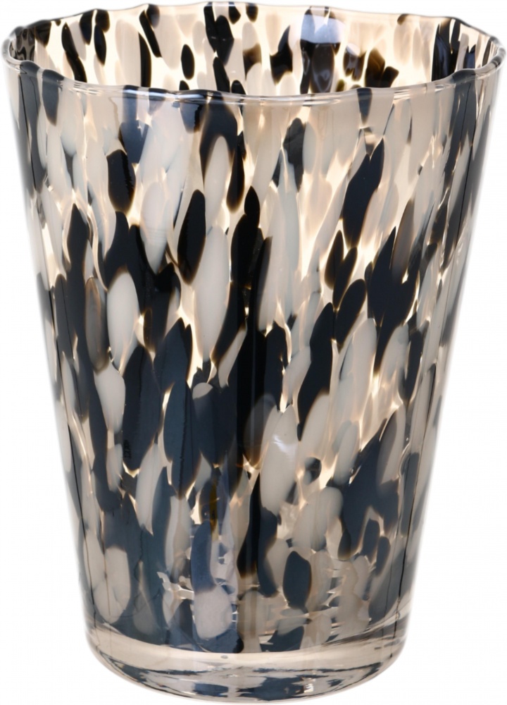 Ваза стеклянная Wrzesniak Glassworks Confetti 24 см черно-белая 27-1061D