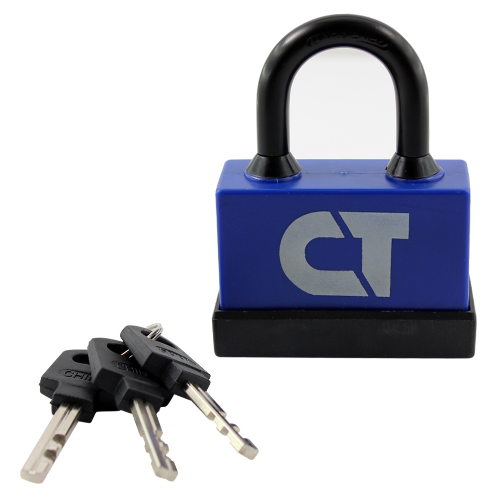 Замок навесной Comit 65 мм синий/черный 71070 открытый (амбарный)