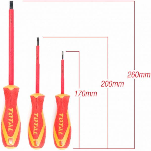 Набор отверток Total диэлектрических до 1000 В 6 шт. SL 3.0 / 4.0 / 6.5 PH 0 / 1 / 2×150 мм THTIS566