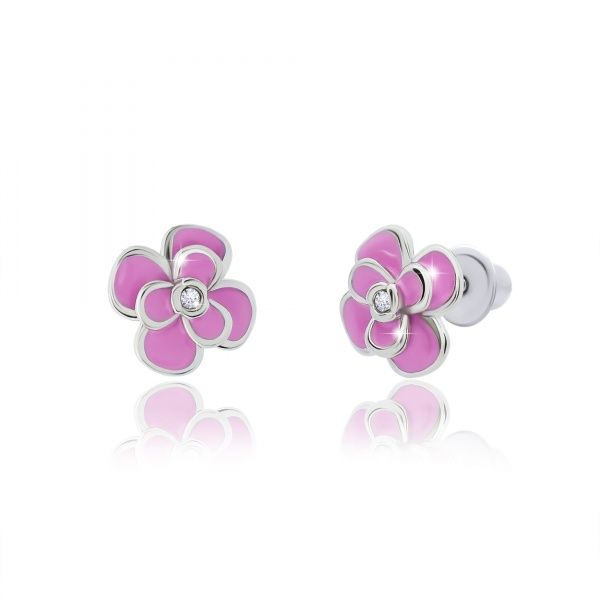 Серьги-пусеты UMa&UMi Пион розовый