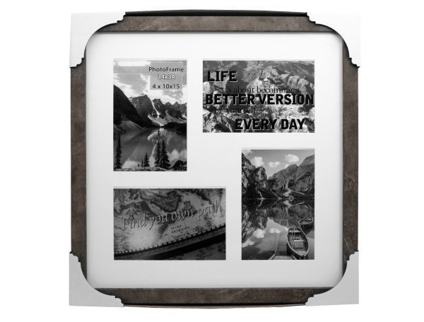 Фоторамка с паспарту SvitArt FKP-4-1913-3A 10x15 см гранитный серый 