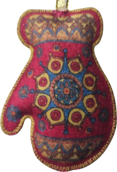 Подвеска фетровая Рукавичка красная 8,5 см