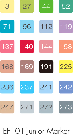 Набор маркеров FINECOLOUR Junior 24 цвета EF101-TB24 разноцветный 