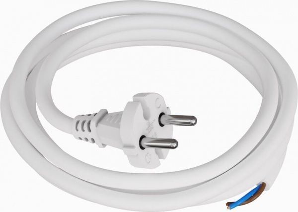 Провід з вилкою Одескабель армований ПВС-ВП-2х1,5-250-08-16-1,5 без заземлення 220В 16А ПВХ білий