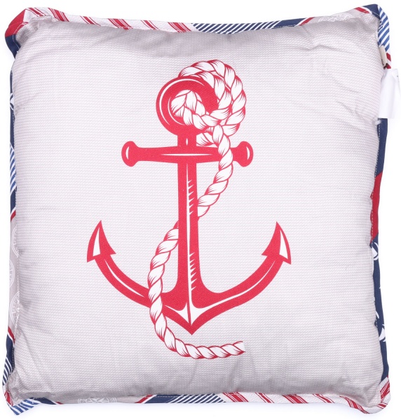 Подушка декоративная Фрегат с якорем 45x45 см белый с рисунком La Nuit 
