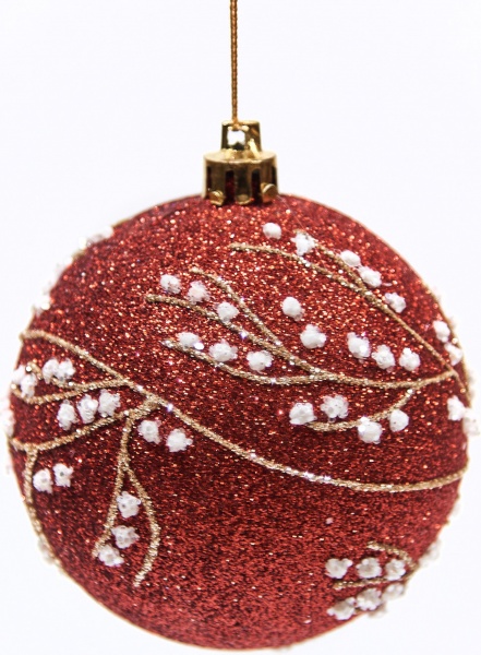 Куля новорічна Гілочки червоний