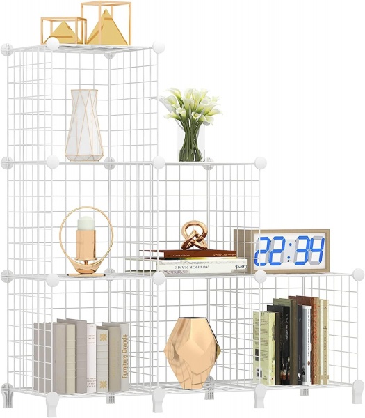 Стелаж дротяний куб сubes storage 6 полиць 1105х750х370 мм білий 