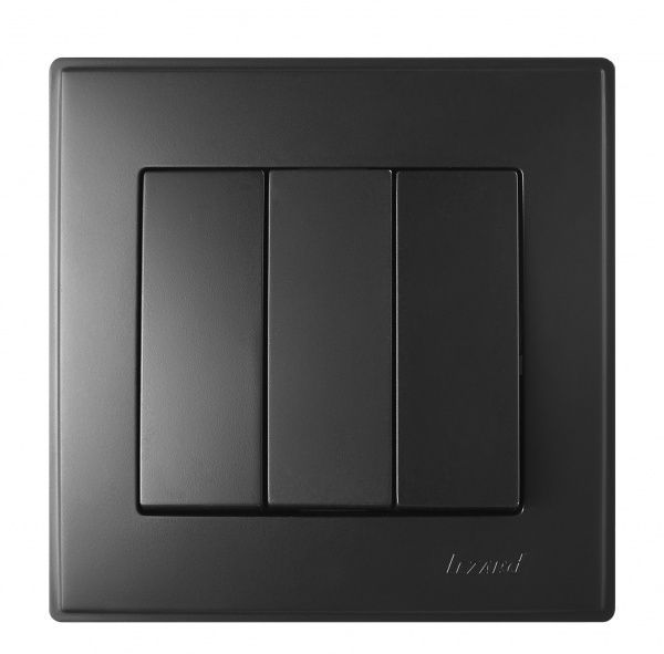 Вимикач триклавішний Lezard Lesya без підсвітки 10 А 250В антрацит 705-4242-109