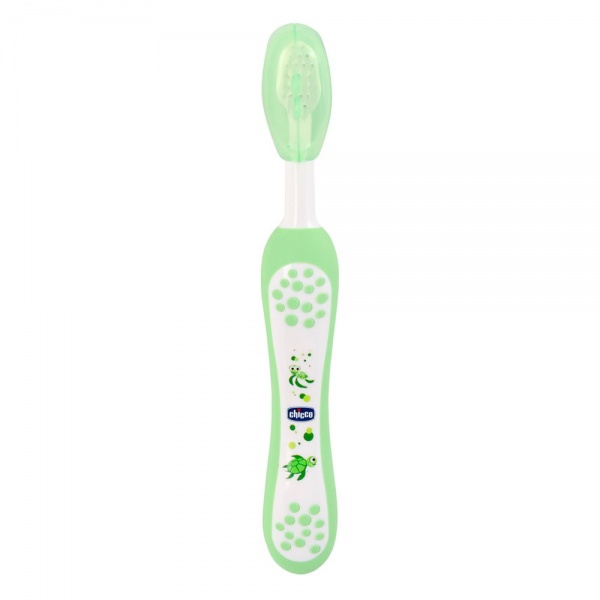Детская зубная щетка Chicco с эргономичной ручкой зеленая 6-36 мес. мягкая 1 шт.