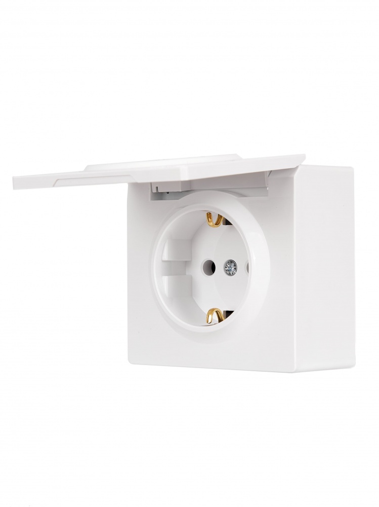 Розетка з кришкою побутова із заземленням Lezard LETO IP20 білий 752-0200-123B