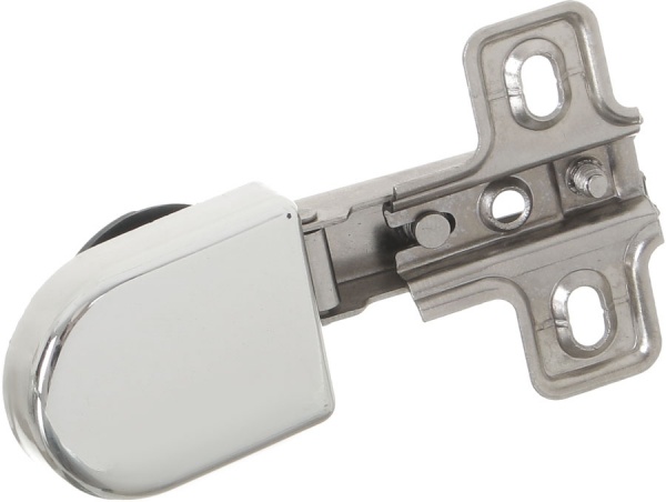 Петля для скла накладна KL6107 під отвір з накладкою хром