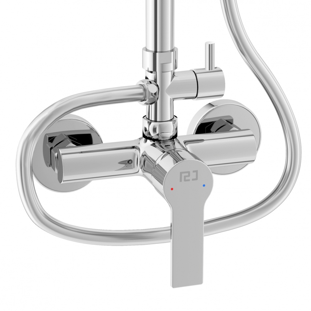 Душова система RJ LUX P (змішувач для душу, душ d225 мм, лійка 120 мм 3 режими, шланг 1500 мм PVC), хром