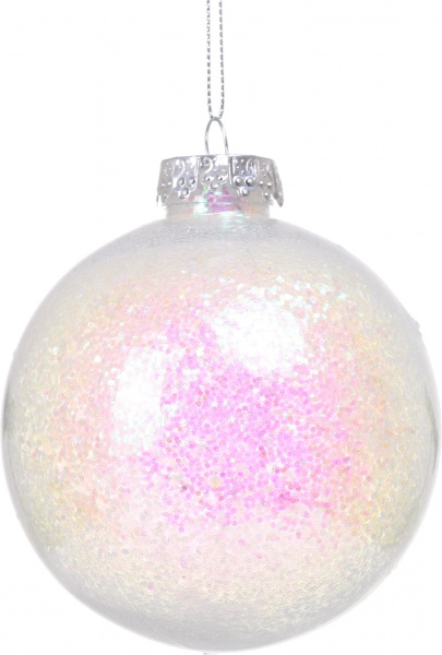 Елочная игрушка в форме шара с блестками 8 см CAA114660 