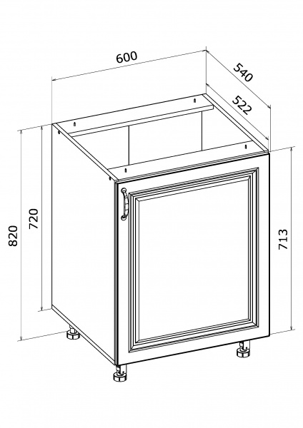 Тумба нижня МС Глорія Н (1ф) 60х82х54 см білий/дуб артізан Грейд