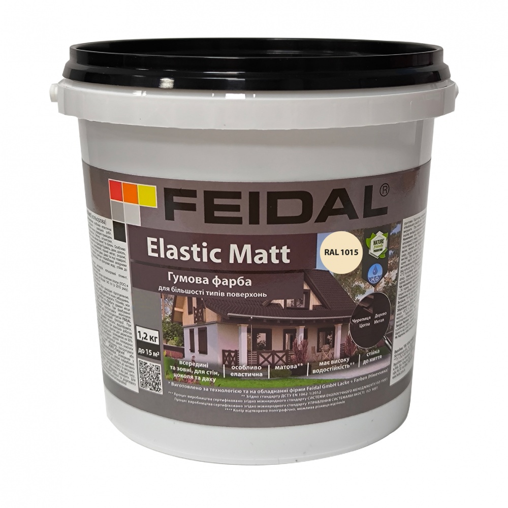 Фарба гумова водоемульсійна Feidal Elastic Matt Ral 1015 мат бежевий 1,2кг
