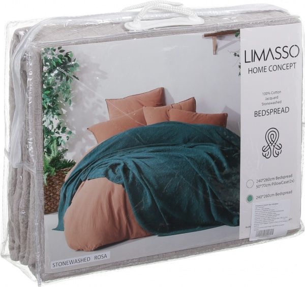 Покрывало Stonewashed Rosa 240x260 см Limasso серый 