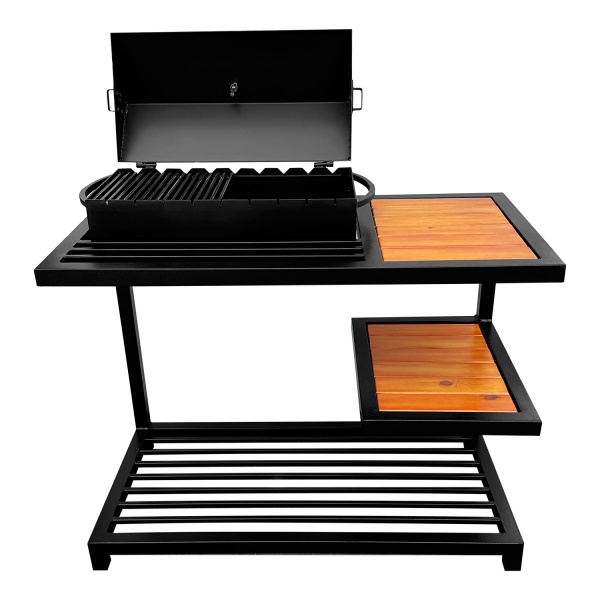 Мангал-барбекю Metalzavod ЛОФТ MLB9-4CP на 9 шампуров 4 мм на дровнице с полкой СР