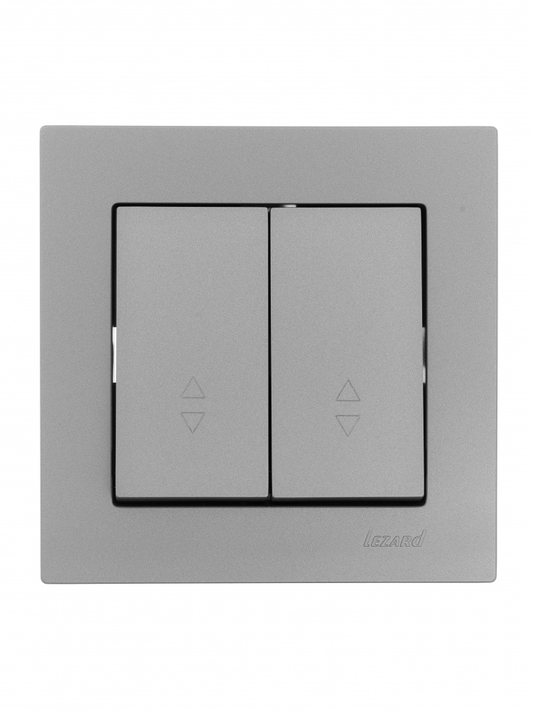 Выключатель проходной двухклавишный Lezard Vesna без подсветки серый 742-3588-106