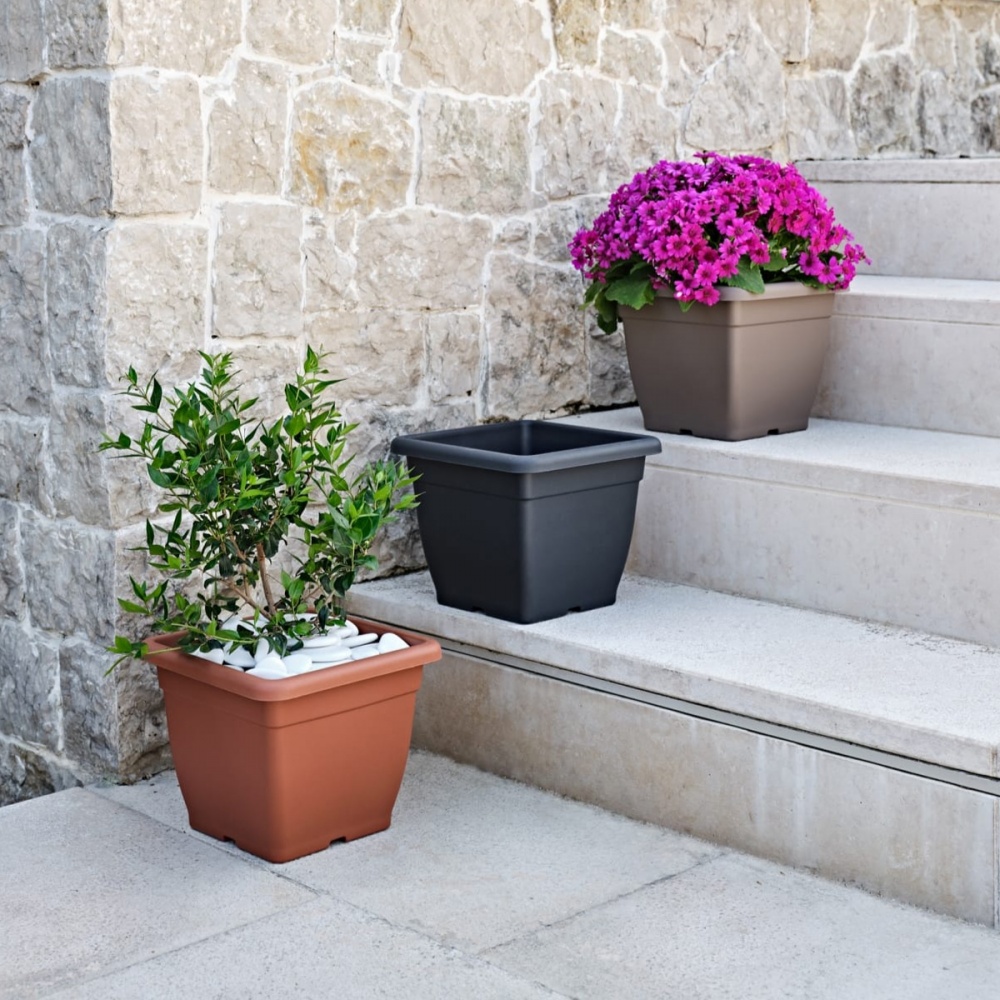 Вазон пластик NAZCA 39 см квадратный серо-коричневый 27 л TeraPlast (33144039406)