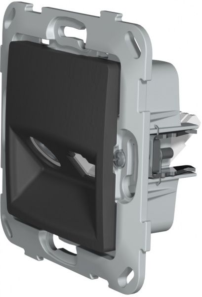 Розетка TV+RJ45 оконечная двойная Plank Electrotechnic Classic/Nordic антрацит PLK0911241