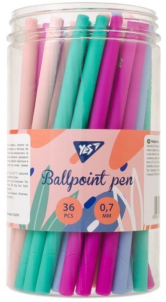 Ручка кулькова YES Slim 0,7 мм колір в асортименті 411946 