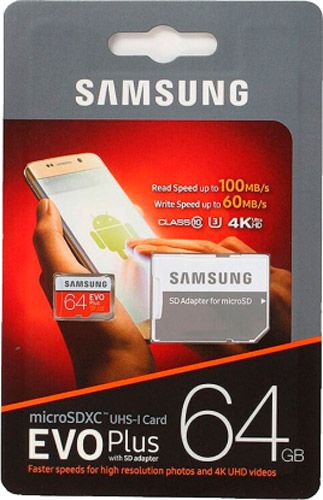 Карта памяти Samsung microSDXC 64 ГБ UHS Speed Class 1 (U1) (MB-MC64HA/RU) EVO Plus V2 