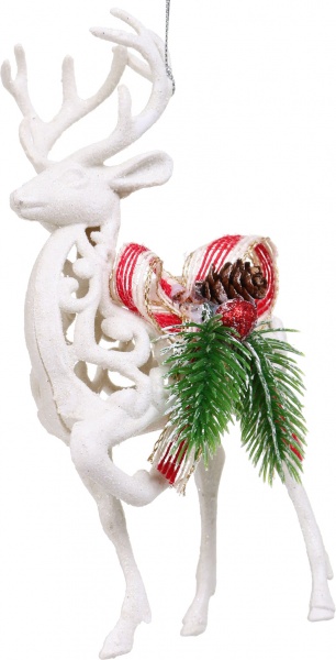 Декоративная подвеска Олень с декором 17 см HFF2023W белый
