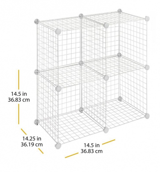 Стелаж дротяний куб сubes storage 4 полиці 750х750х370 мм білий 