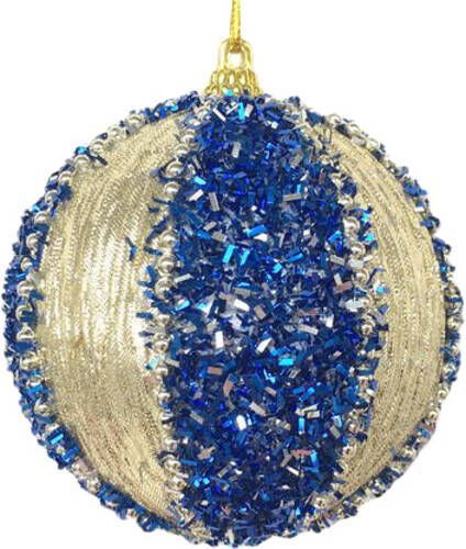 Куля пінопластова у смужку 8 см синій із золотим