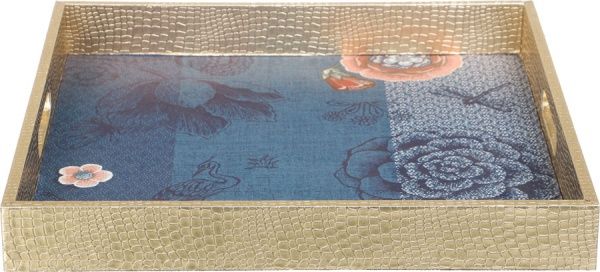 Поднос Золото c голубым 34х34х4,5 см