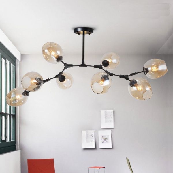 Люстра стельова Altalusse INL-5111P-08 8x40 Вт E27 чорний/бурштиновий 