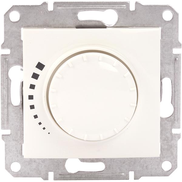 Світлорегулятор поворотно-натискний Schneider Electric Sedna прохідний 60-500 Вт з індикатором IP20 кремовий SDN2200523